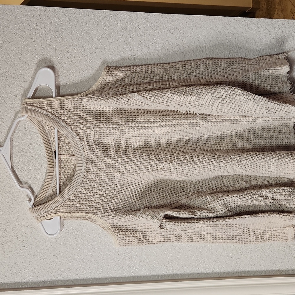 Free People Moonshine Cream Off-Shoulder Cotton Sweater Size L - Picture 2 of 5